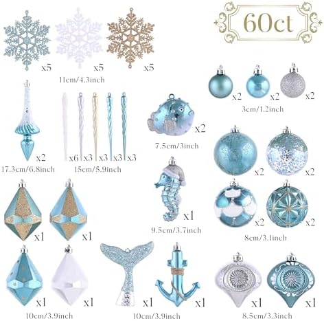Valery Madelyn 60ct Christmas Ball Ornaments Tree Decorations Set