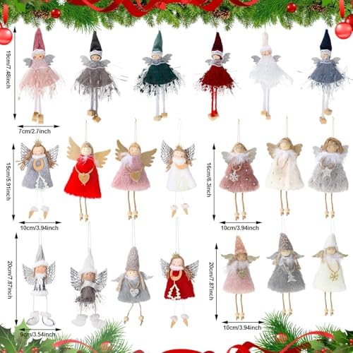 HyDren 20 Pcs Christmas Angel Tree Ornaments Plush Dolls,Elegant