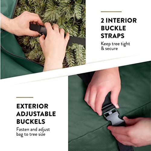 ZOBER 600D Oxford Fabric Rolling Christmas Tree Storage Bag - Fits 7.5 Ft Artificial Trees - Waterproof Christmas Tree Bag For Storage Box For Xmas, Durable Handles and Wheels - Card Slot - Green