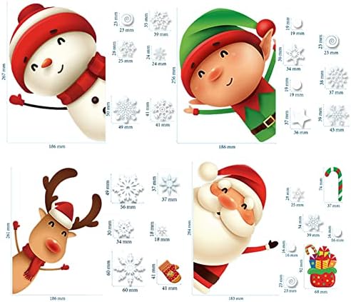 XIMISHOP 82PCS Christmas Snowflake Window Clings Stickers for Glass, Xmas Decals Christmas Decorations Indoor Holiday Snowflake Santa Claus Reindeer Decals for Party