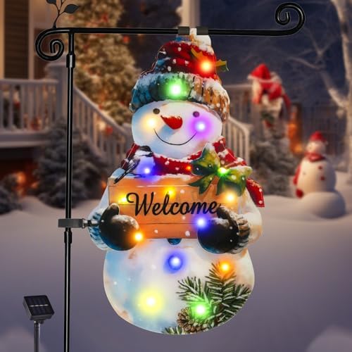 12x18 Lighted Christmas Snowman Garden Flag, Outdoor Decor