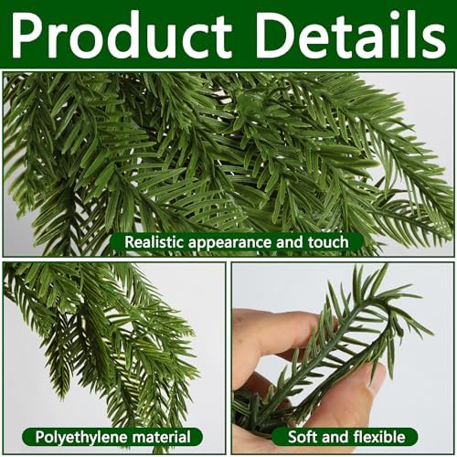9.8 Ft Realistic Touch Norfolk Pine Garland, Christmas Garland for Mantle