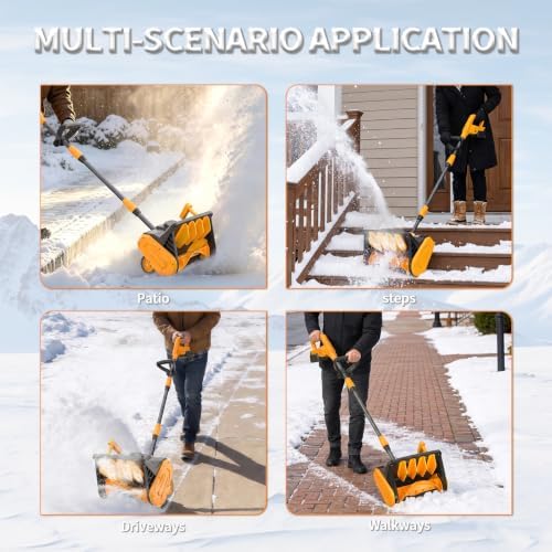 21V Cordless Electric Snow Shovel, Electric Snow Blower with Wheels