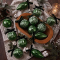 Syhood 18 Pcs Dark Green Christmas Mercury Glass Balls Ornaments, 6 Styles