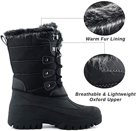 Knixmax Women's Waterproof Mid-Calf Winter Snow Boots US 6-11