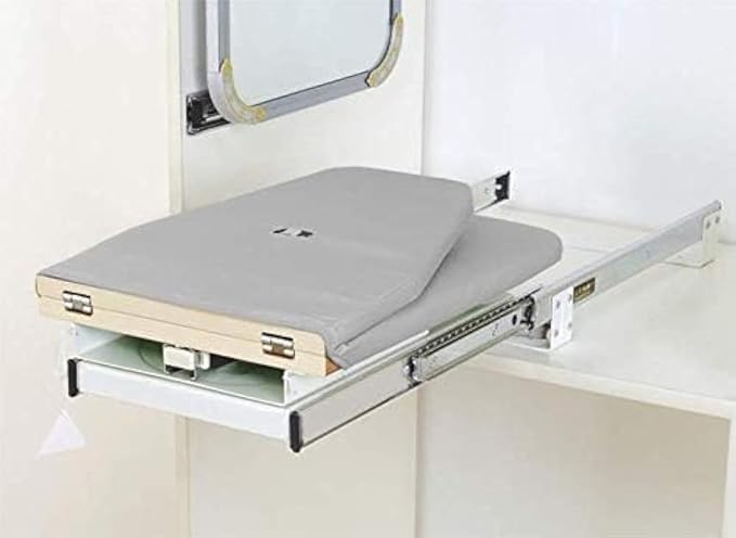 Hiding Ironing Board Foldable Ironing Station in Cabinet for Apartment & Small Room | Sturdy Folding Board, Easy-Release Lever(Gray) 11.8 (W) x 5.5 (H) x Length 16.9 (L)