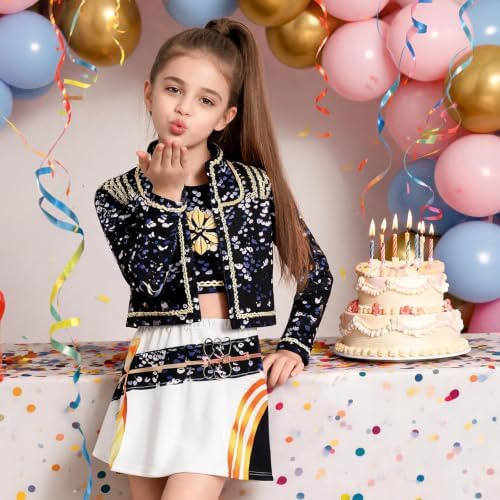 ELIM Kids Pop Star Costume Girls Halloween Costumes Set with Accessories