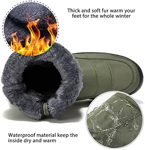 Alicegana Womens Winter Snow Boots for Women Waterproof Warm Fur Lining Mid Calf Boots with Zipper Comfortable Outdoor Shoes