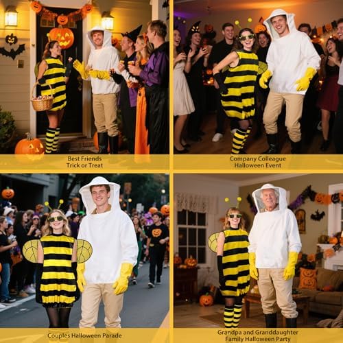 Couples Halloween Costumes for Adults, Cute Bee and Beekeeper Costume Adult
