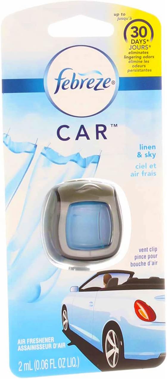 Febreze Car Vent Clip Air Freshener, Linen & Sky 1 ea (Pack of 3)