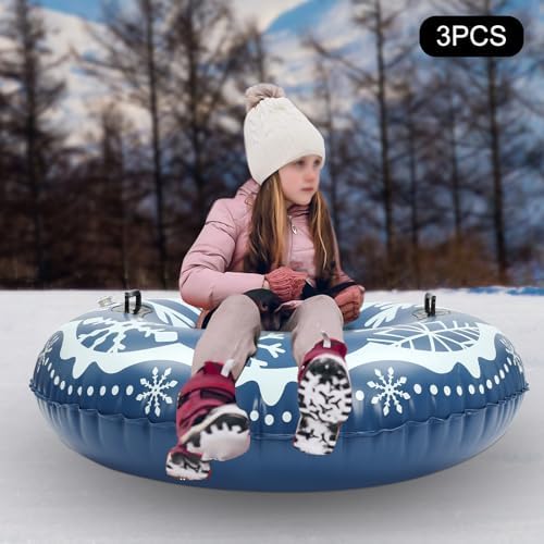 3pcs Comfortable Snow Sleds PVC Ski Circle Lawn Inflatable Sled 121.9cm/48inch
