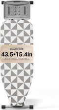 Ironing Board Full Size Wide Ironing Boards Adjustable with Cover and Pad | 5 Adjustable Heights, Feet Adjust For Uneven Floors, Cotton Cover, Large Wide Surface, Foldable Design, Thick Tube Frame