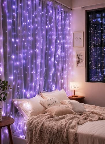 Brightown 300 LED Purple Fairy Lights, 9.8ft x 9.8ft Halloween String Light