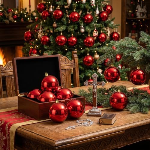 Threan 6 Inch Red Shiny Large Christmas Ball Ornament
