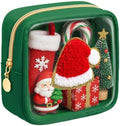 Abbylike 1 Pcs Christmas Preppy Patch Makeup Bags Bulk Polyester Holiday Makeup Bag Skincare Pouch Xmas Zipper Cosmetic Pouch Preppy Thing for Travel Christmas Women Gift (Classic, Green)