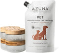 Azuna Pet Odor Eliminator for Strong Odor | 4 Room Kit Includes (4) Empty Luxe Glass Jar & 24oz Gel Refill | Plant Powered | Dog and Cat Room Deodorizer | Pet and Child Friendly | Cedarwood Scent