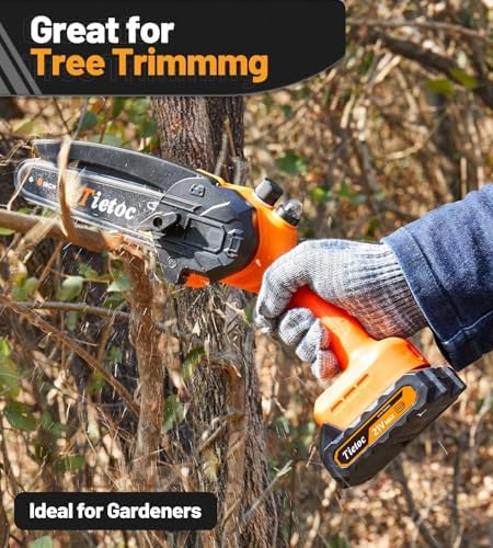 Tietoc Mini Chainsaw 6 Inch Cordless, Portable Electric Chain Saw Small Handheld Battery Powered Super Saws