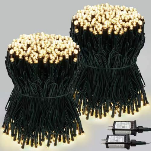 2 Pack 600 LED Christmas Lights 13 Modes Extendable Christmas Tree Lights