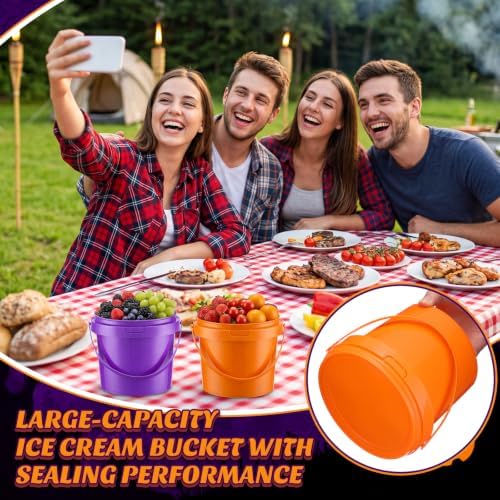 Funnymoom 50 Pack 48 oz Halloween Trick or Treat Candy Buckets for Parties