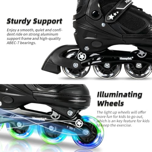 MammyGol Adjustable Inline Skates for Kids Boys Girls Youth Blades Roller Skates with Light up Wheels Ages 4-16