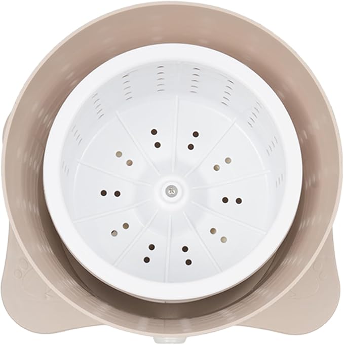 2.4Gal Manual Clothes Dryer Portable Mini Dryer for Clothes, Foot Powered Compact Spin Dryer Machine, Non Electric Laundry Dryer for RV, Camping, School, Apartment, Dorm (Khaki)