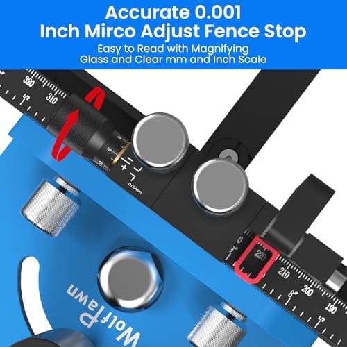 Wolfawn Miter Gauge w/Micro-Adjust & Extendable Fence, Fit 3/4"T-Slot