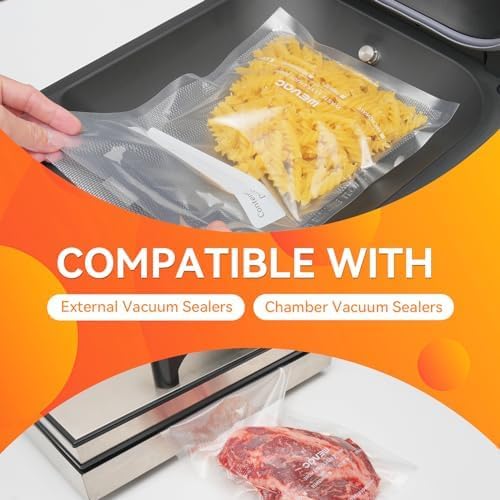 Wevac Vacuum Sealer Bags, Quart 8"x12" 200 Count, Pint 6"x10" 100 Count | Two Sizes in One Box, BPA Free, Commercial Grade Textured PreCut Bags,Compatible with Food Saver Machines, Sous Vide Cooking
