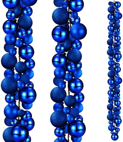 2 Pcs 6 ft Christmas Ball Ornament Garland, Navy Blue