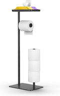 Day Moon™ - Toilet Paper Holder - Modern Roll Holder for Bathroom - 1 Pack - Free Standing - with Shelf, Black