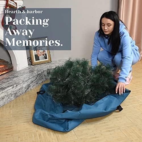 Hearth & Harbor 7.5 ft Christmas Tree Storage Bag - Artificial Christmas Tree Bag with Reinforced Handles, Dual Zipper, Wide Opening - Large Storage Container for Trees and Decorations