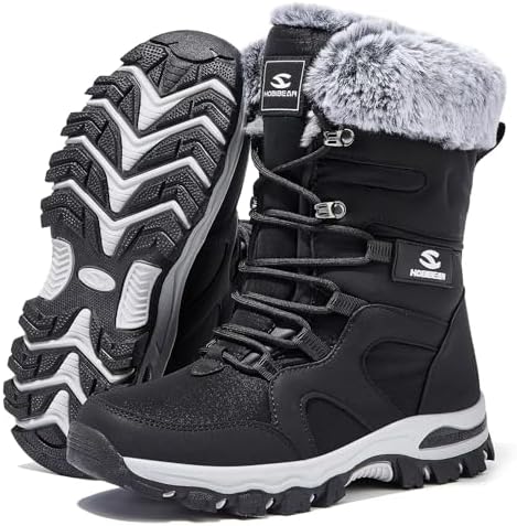 HOBIBEAR Women's Mid-Calf Faux Fur Snow Boots, Water-Resistant Winter Boots
