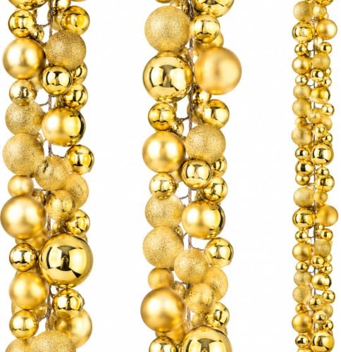 2 Pcs 6 ft Christmas Ball Ornament Garland, Mixed Gold