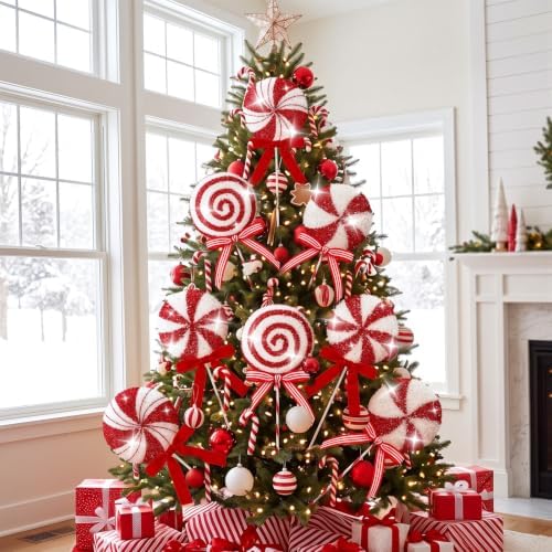 8 Pcs 16.5" Giant Candy Cane Ornament Glitter Peppermint Christmas Decor