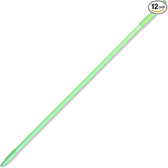 SPARTA Fiberglass Broomstick Replacement Broom Handle with Acme Threaded Tip for Industrial Cleaning Tools, Fiberglass, 60 Inches, Lime, (Pack of 12)