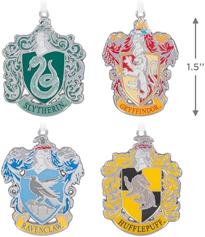 Hallmark Keepsake Christmas Ornaments, Harry Potter Hogwarts House Crest, Metal, Set of 4, Gifts for Harry Potter Fans