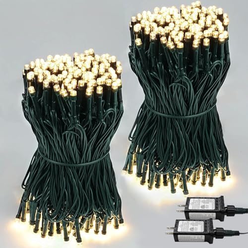 2 Pack 200 LED Christmas Lights 13 Modes Extendable Christmas Tree Lights