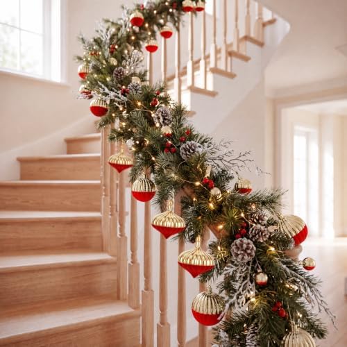 12PCS Red and Gold Velvet Christmas Balls Ornaments,Two Style