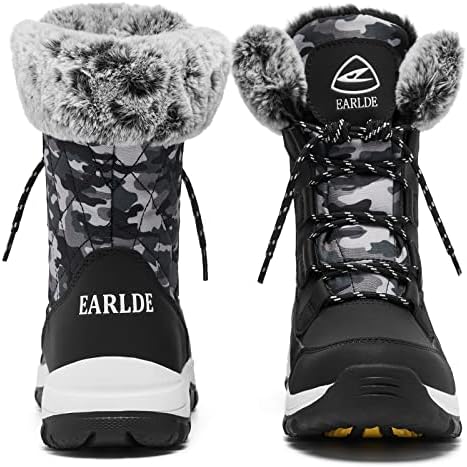 EARLDE Women's Snow Boots Waterproof Mid-Calf Winter Boots