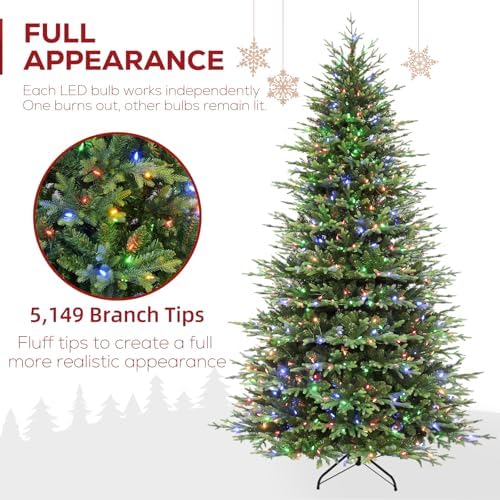 Hykolity 9 ft Prelit Christmas Tree with 600 Multicolor LEDs