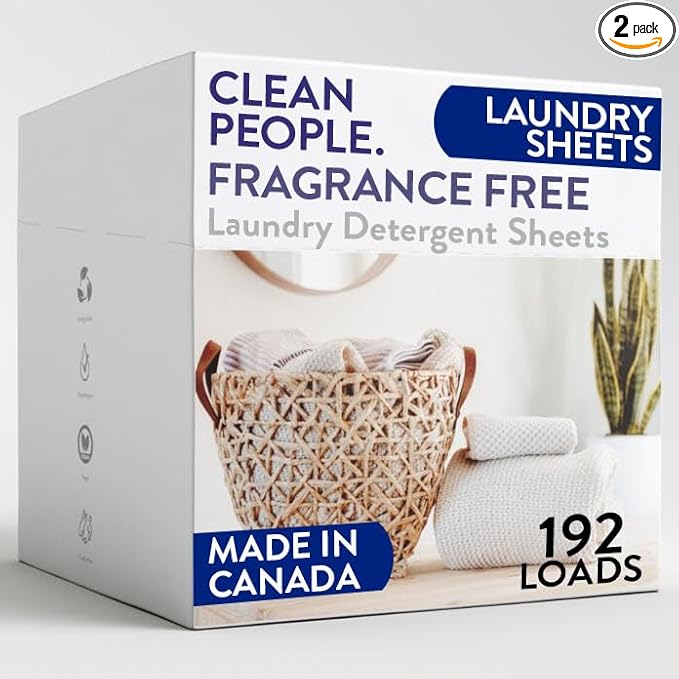 The Clean People Fragrance Free Laundry Detergent Sheets - Laundry Soap - Ultra Concentrated, Recyclable Packaging, Stain Fighting - Fragrance Free, 192 Pack