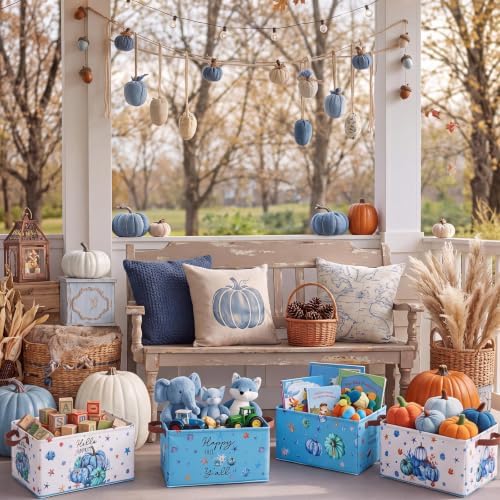 CHENGU 6 Pack Fall Storage Bins Collapsible Coastal Autumn Pumpkin Baskets