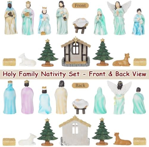 Christmas Nativity Scene Set with LED Lights,Indoor Christmas Decorations