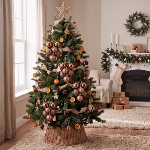 Roowest 4 Sets Large Brown Glitter Christmas Ball Clusters Ornaments Decor
