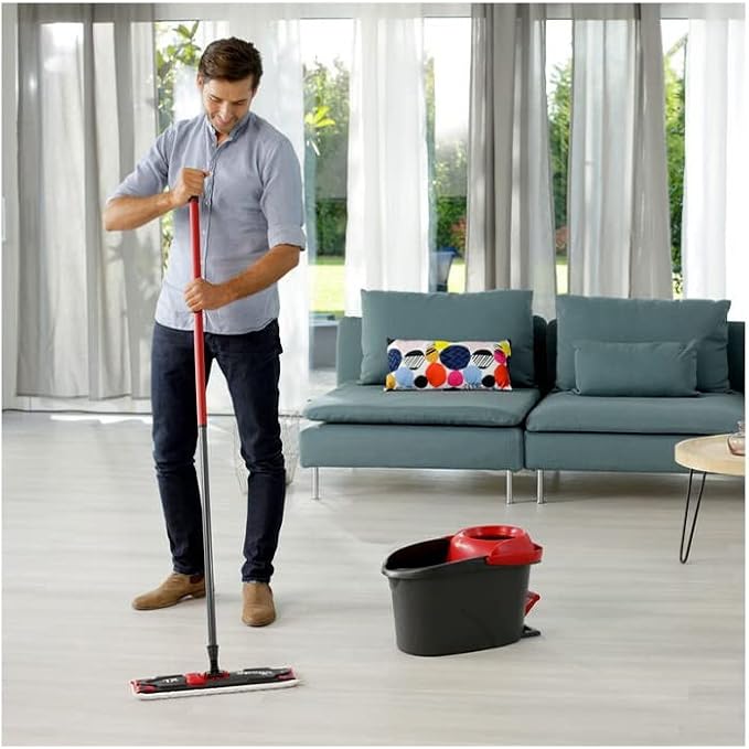 Vileda Floor mop, Microfibre, red, Set