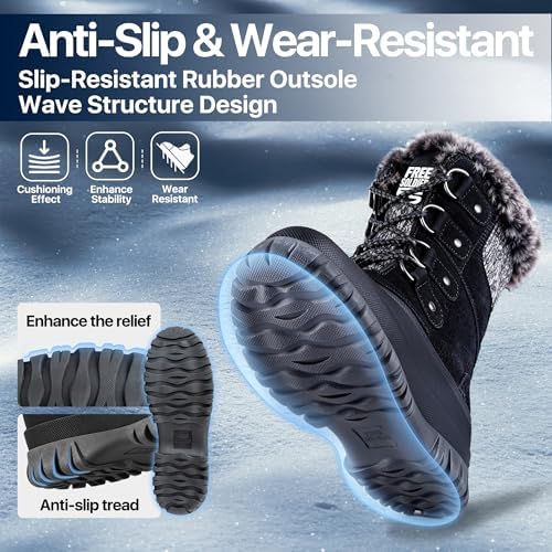 FREE SOLDIER Women's Waterproof Winter Cold Weather Snow Boots for Women Outdoor Fashion Duck Boots Comfortable Insulated