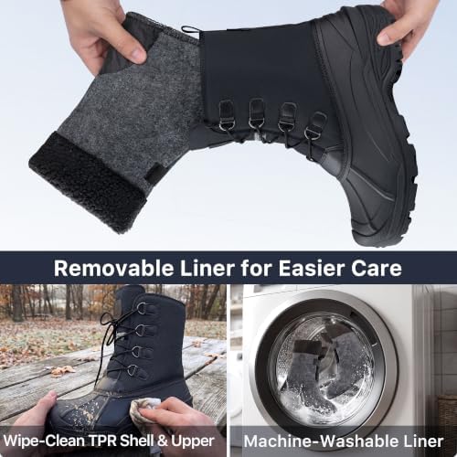 FREE SOLDIER Men's Waterproof Winter Snow Boots Removable Liner