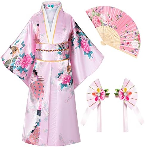 Japanese Traditional Dress Kimono Robe for Kids Girls Costume
