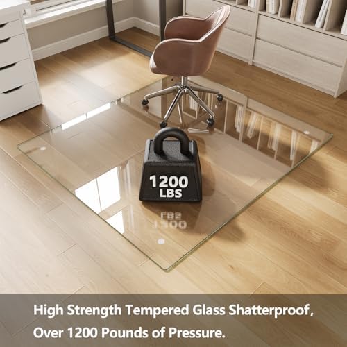 Koonmi Glass Chair Mat for Carpet, 42"x48" Thick Office Chair Mat
