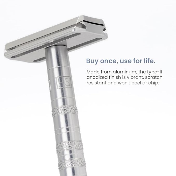 Henson Shaving Razor - Copper Double Edge Safety Razor with 5 Spare Blades, Henson Shave Cream, 100 pack RK Shaving Double Edge Razor Blades