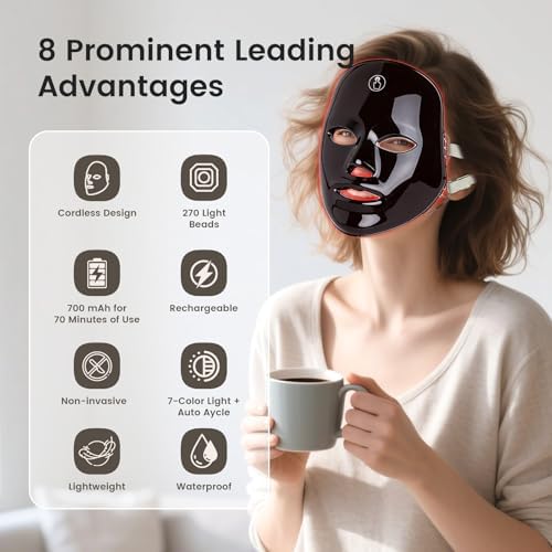SUERBEATY Red Light Mask For Face, 7-1 Colors Red Light Face Mask